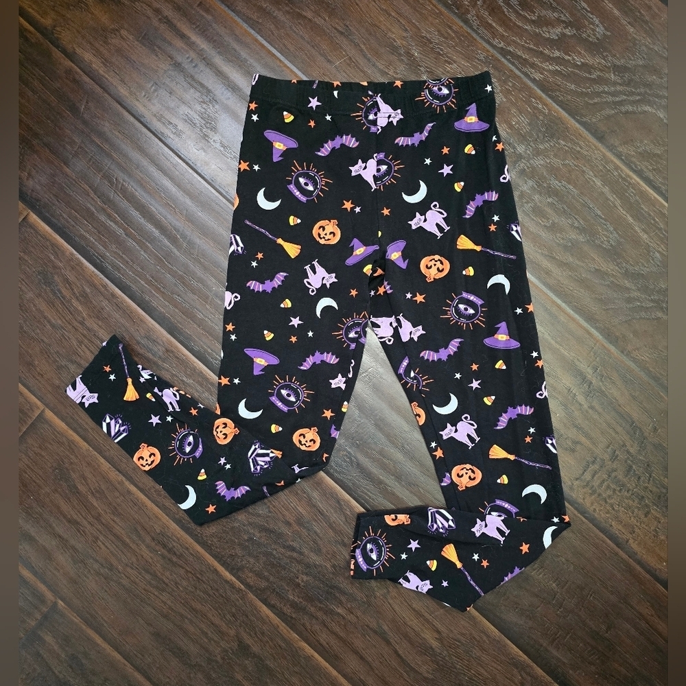 Way To Celebrate Halloween Girls Black Witchy Stretchy Leggings Large